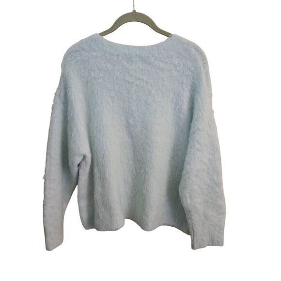 Anthropologie Maeve Plush V-neck Sweater Mint Green Fluffy Cozy Oversized Size S - Picture 3 of 10